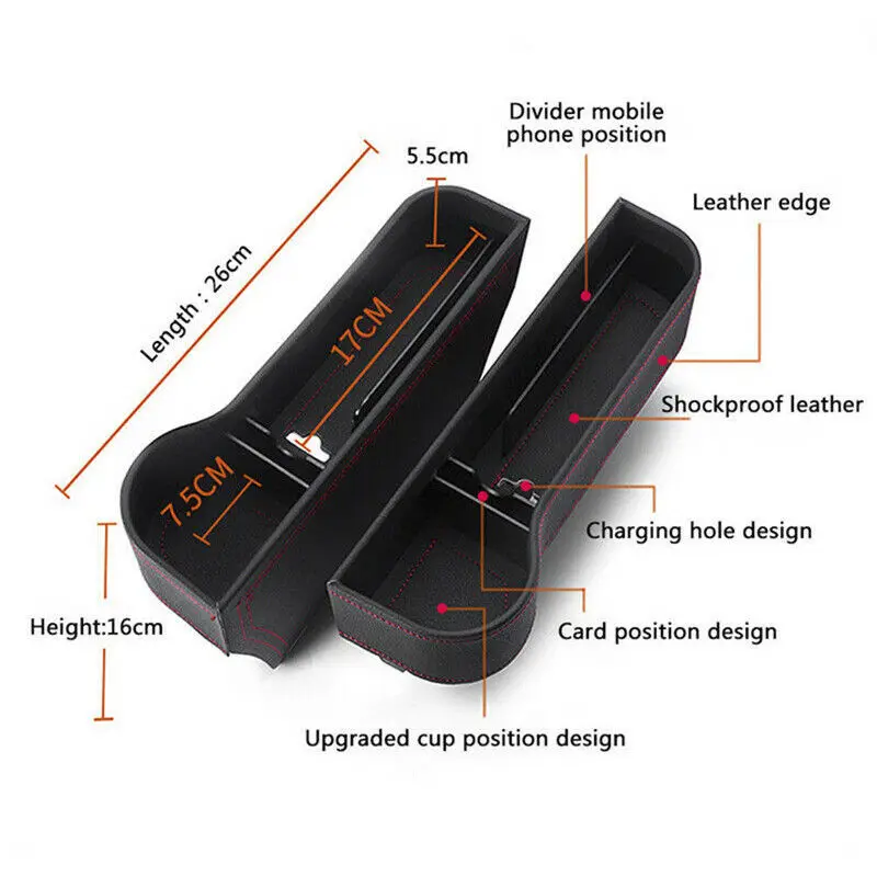 

1pcs Car Seat Crevice Plastic Storage Box Gap Slit Pocket Catcher Organizer Phone Holder Pocket Auto Car Accessories Interior