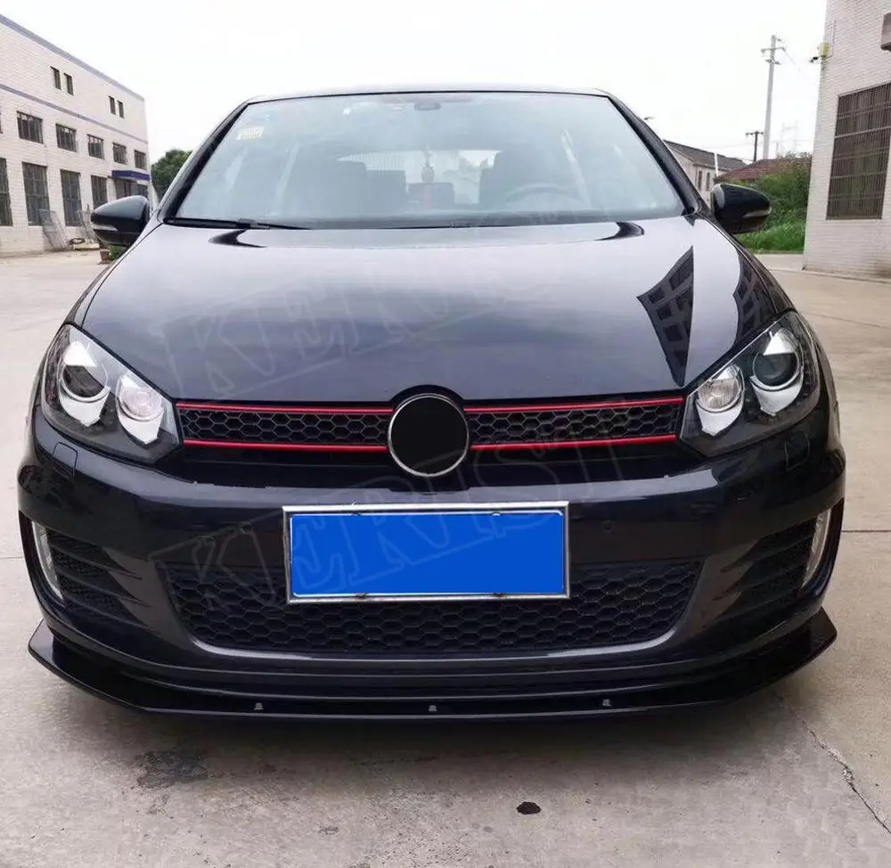 ABS глянцевый черный Передний бампер губы подбородок спойлер для Volkswagen VW Golf 6 VI MK6 GTI