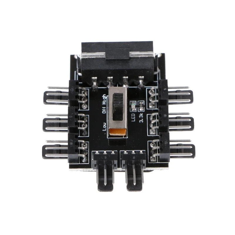 

M5TE PC IDE Molex 1 To 8 Way Splitter Cooling Fan Hub 3-Pin 12V Power Socket PCB Adapter
