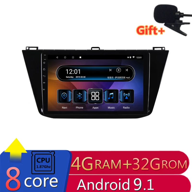 9 &quot4G RAM 8 ядер Android автомобильный DVD GPS для VW Volkswagen Tiguan 2017 2018 Радио Навигация стерео