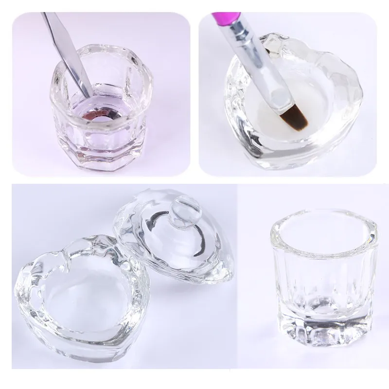 1 шт. акриловая чашка для ногтей прозрачная Хрустальная чаша акрилового порошка