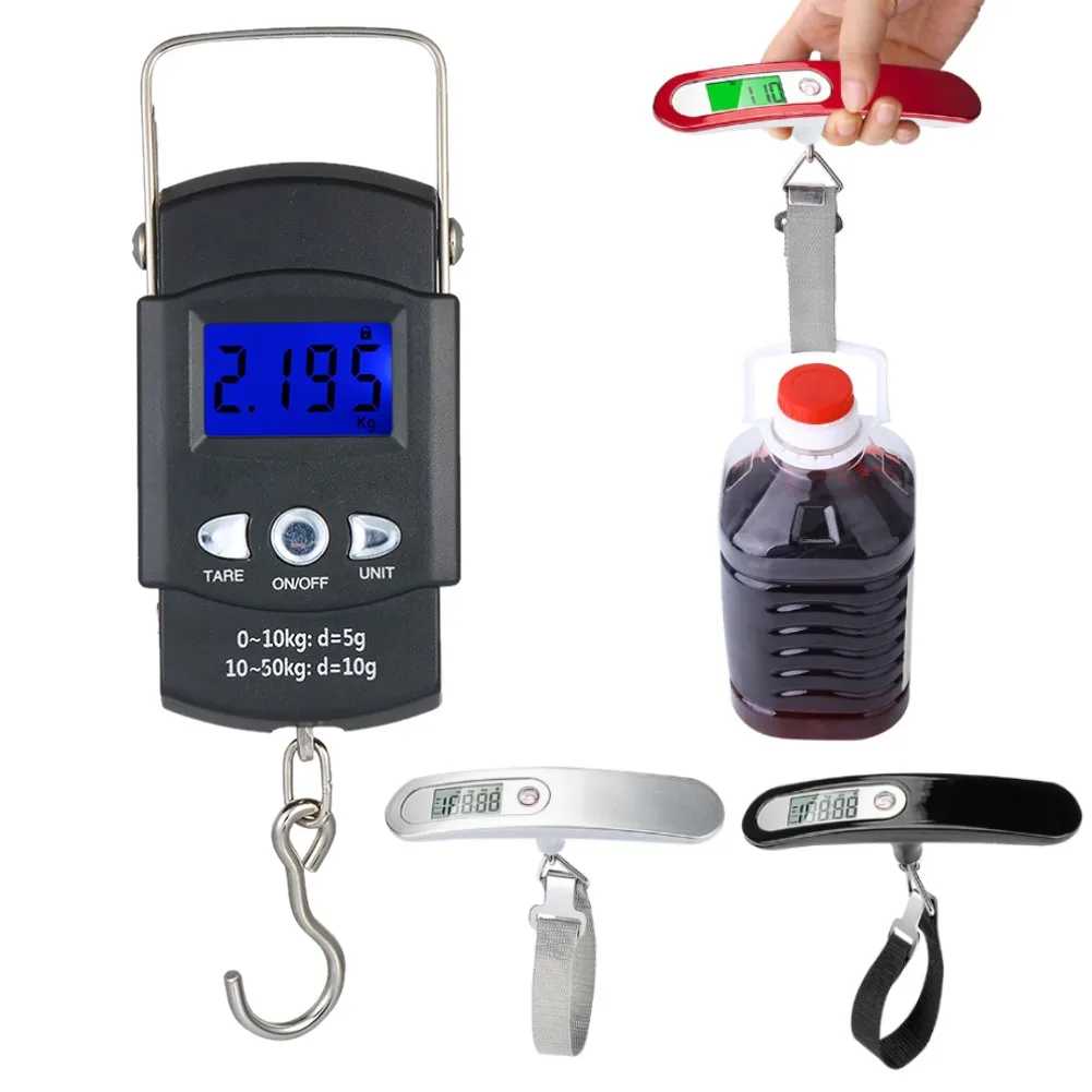 

Портативные электронные весы, максимальный вес 50 кг, цифровой прибор для взвешивания багажа, путешествий, рыбалки, черный цвет, для кухни