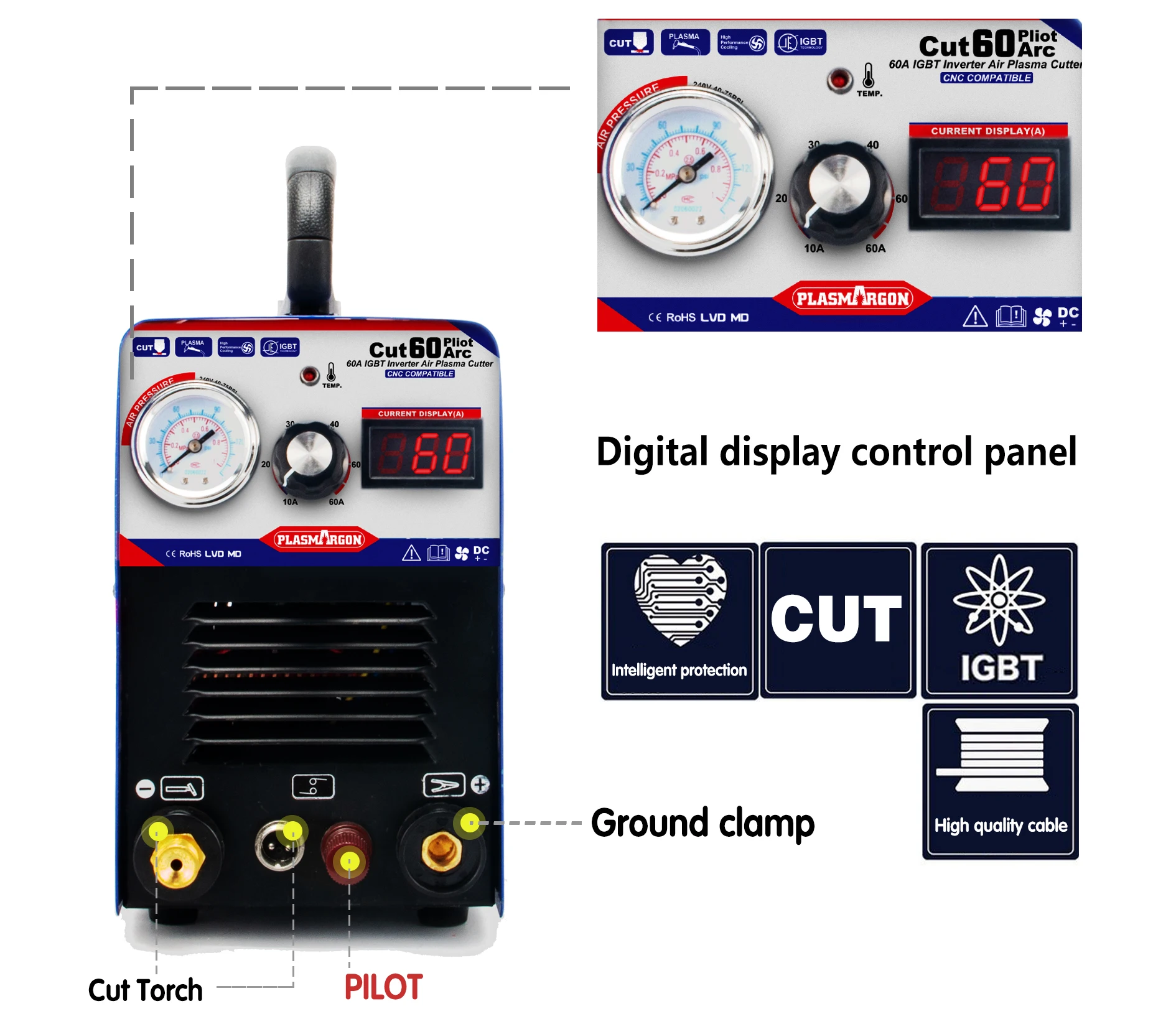 Pilot Arc станок плазменной резки с ЧПУ ICUT60P максимальный ток 60 А бесконтактная резка