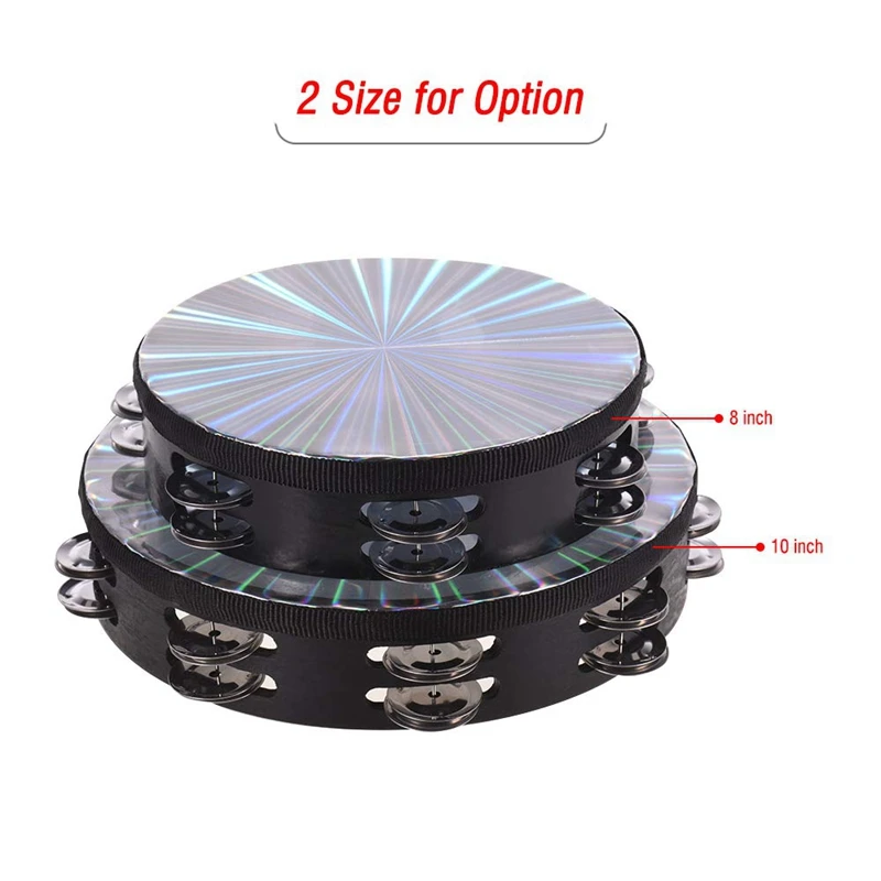 8 дюймов деревянные Тамбурины колокольчик ручной барабан Светоотражающие