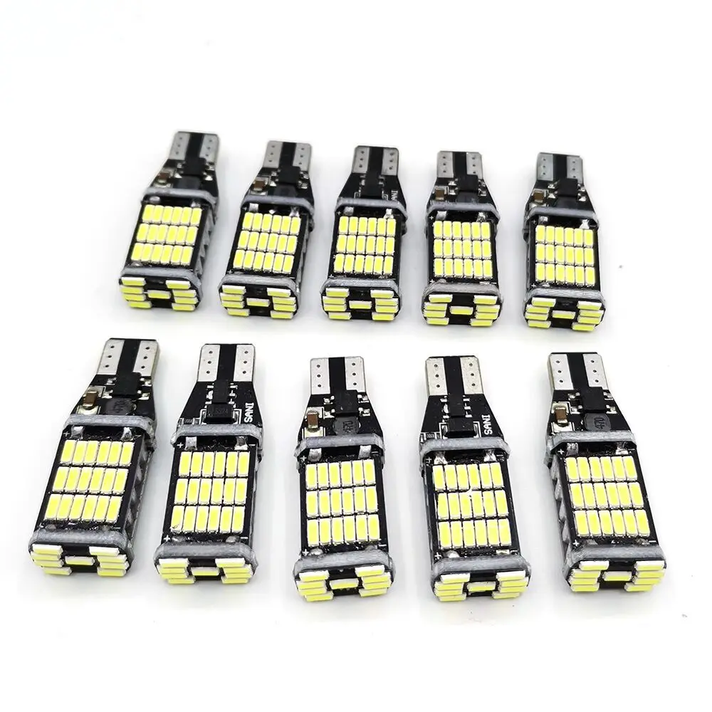 10 шт. Автомобильный светодиодный лампы T15 W16W 4014 45SMD W5W сигнальный светильник супер