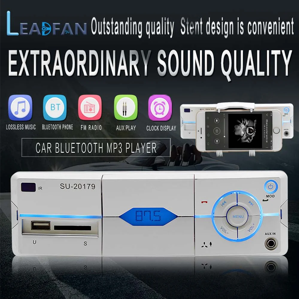Leadfan автомобильный радиоприемник 1Din In-Dash MP3 мультимедийный плеер Bluetooth музыка