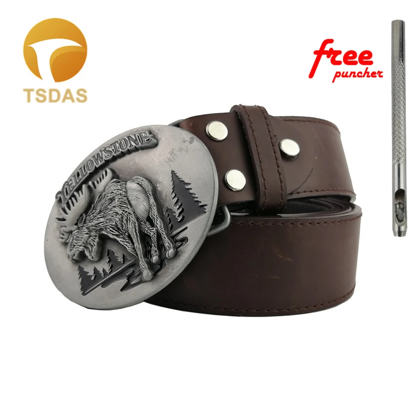 Желтая каменная ковбойская пряжка для ремня Серебряная отделка съемная