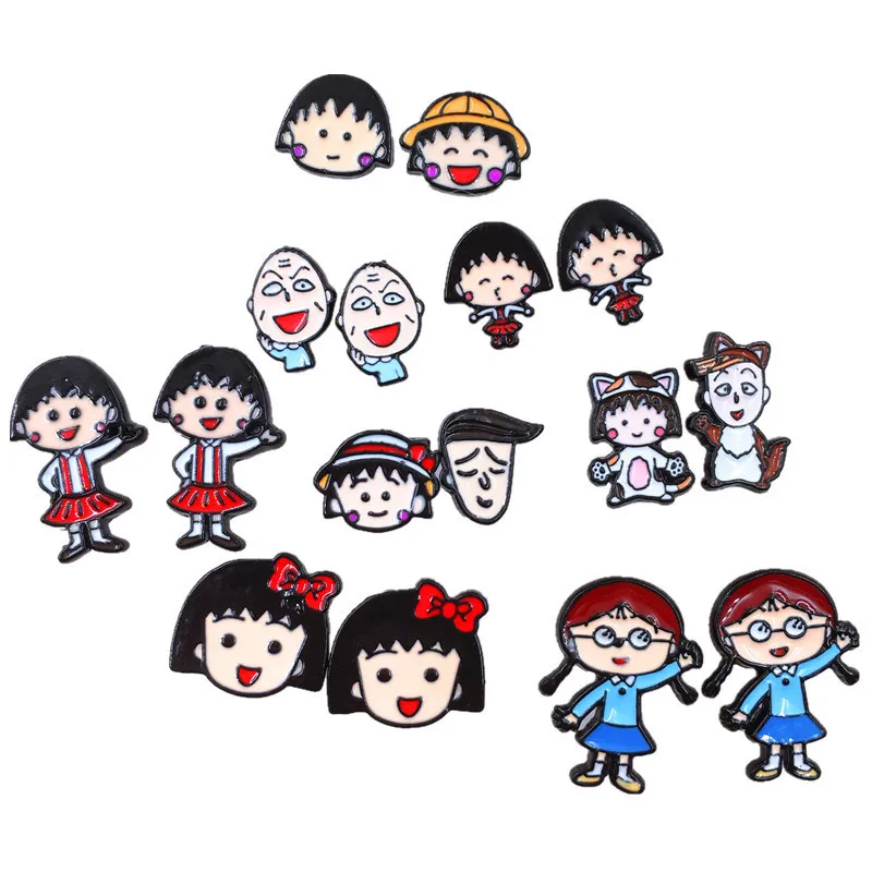 EUPNHY оптовая продажа 20 пар Chibi Maruko гипоаллергенные серьги-гвоздики Мультяшные