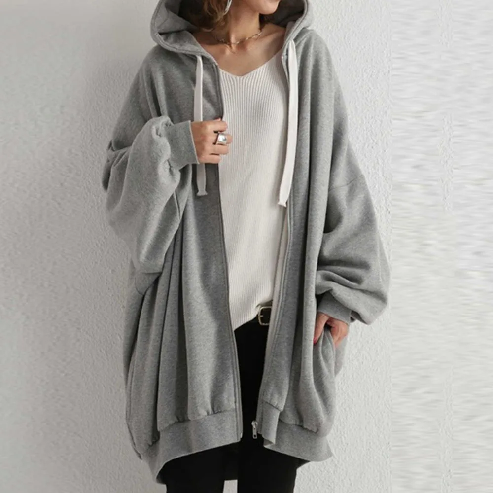 Толстовка женская с капюшоном на молнии в стиле Харадзюку|Женские толстовки и