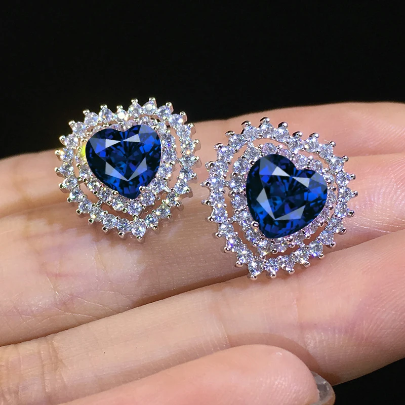 Серьги гвоздики в стиле бохо с кристаллами форме сердца для женщин королевский