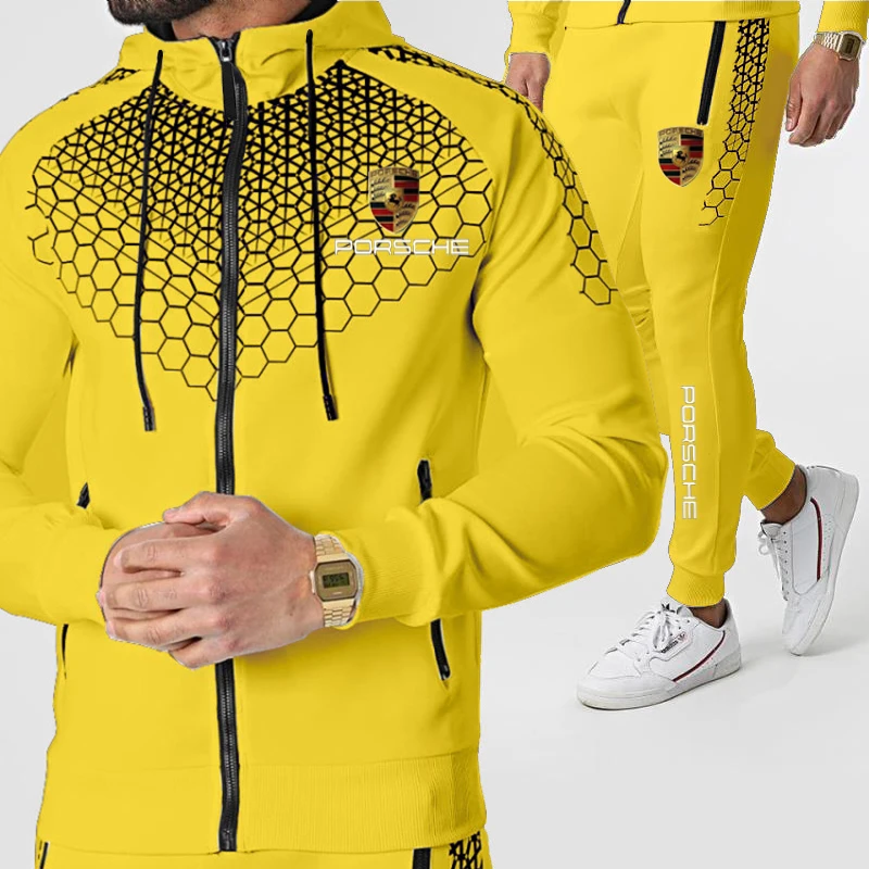 

men's Spring And Autumn High-quality Fashion 3d Sportswear Suit New Long-sleeved Zipper Hoodie + Jogging Pants 2-piece Set 2021