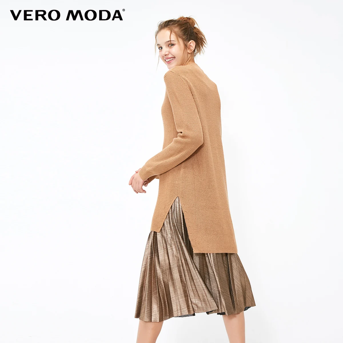 Vero Moda Новое поступление трикотажное платье из двух частей с металлическим плиссированным подолом | 319146524