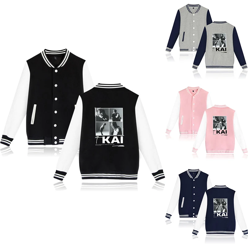 

Кай супер Kpop бейсбольная куртка пальто хип-хоп Мужская Женская толстовка свитшоты с карманами с длинным рукавом мужские женские толстовки ...