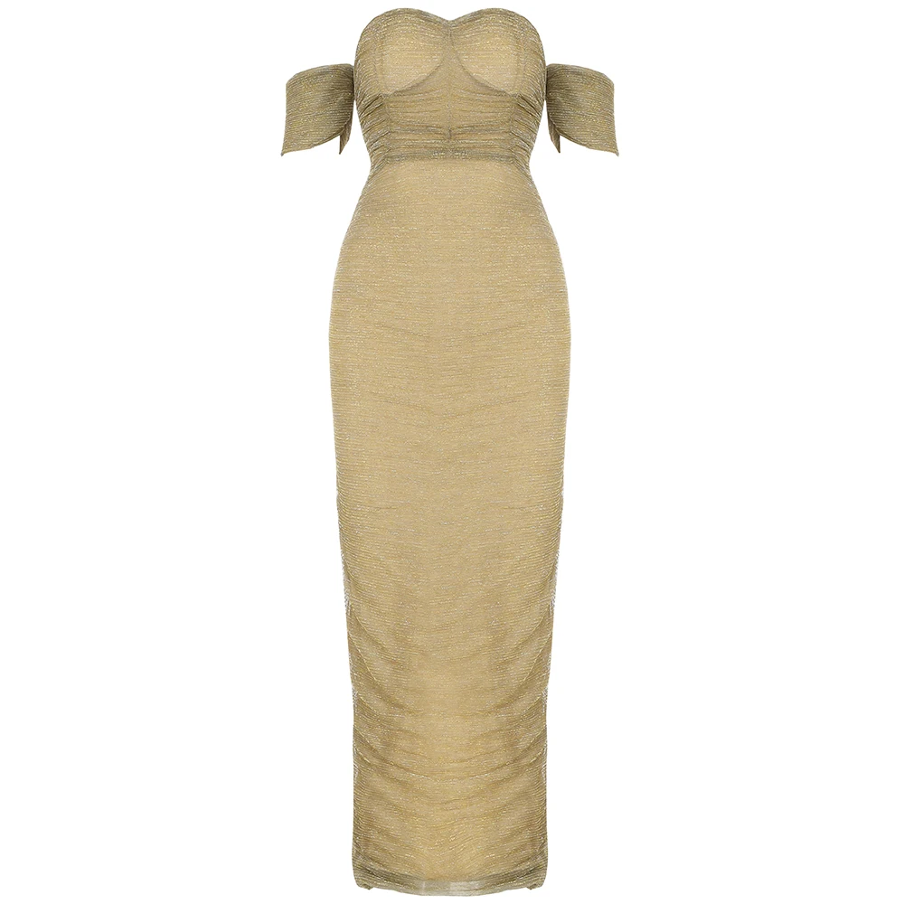 

2021 New Summer Fashion Lace Elegant Dress Women Sexy Off Shoulder Strapless Club Celebrity Party Maxi Dress