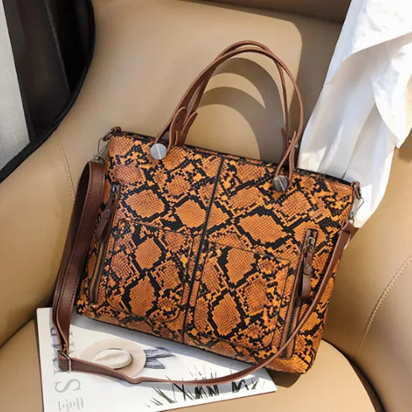 Роскошная сумка Tote женские сумки дизайнерские модные из искусственной кожи Наплечная Сумка, кожа под крокодила сумка через плечо для женщин сумка через плечо ACELURE - Цвет: Brown