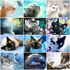 HUACAN 5D DIY Алмазная картина кошка полная дрель квадратная Алмазная вышивка животное Бабочка Мозаика картина Стразы домашний декор