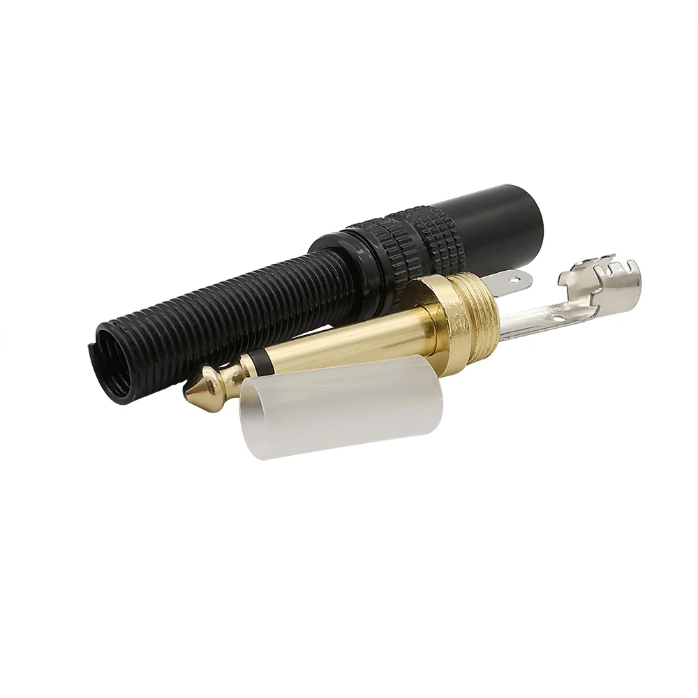 

1Pcs 6.35mm Mono Plug Microphone Connector 6.35mm 1/4 inch Mono Male Assembly wire Connector Audio speaker with Spring