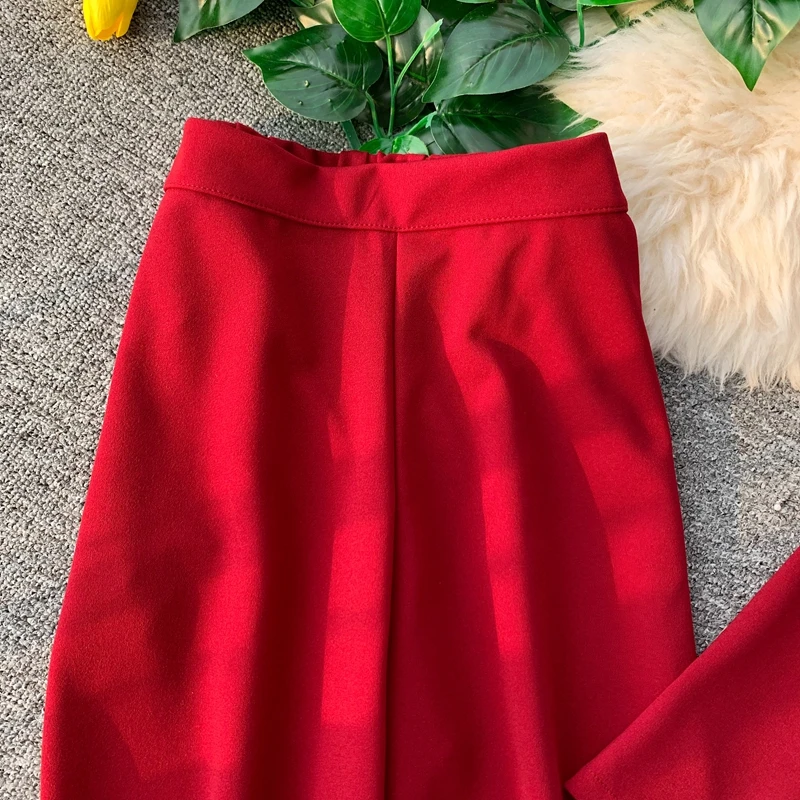 ALPHALMODA модный костюм с длинными рукавами пуловер пояс-кушак наряд+ расклешенные ноги дамы 2 шт брюки костюмы сплошной осенний комплект одежды