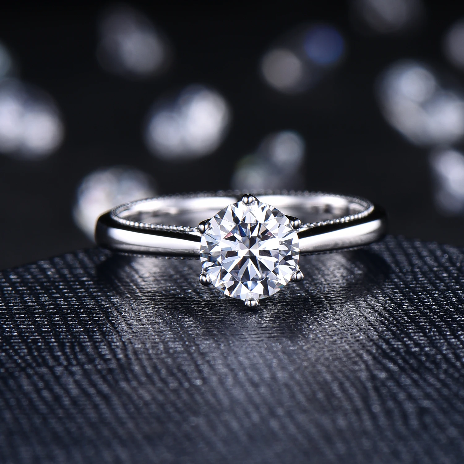 Кольцо LASAMERO с муассанитом 6 5 карат мм|Кольца| |