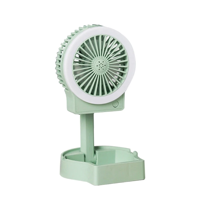 

D0JE Foldable Mini USB Desk Fan, with LED Light Personal Small Desktop Table Quiet USB Fan for Home Bedroom Office 3 Speeds