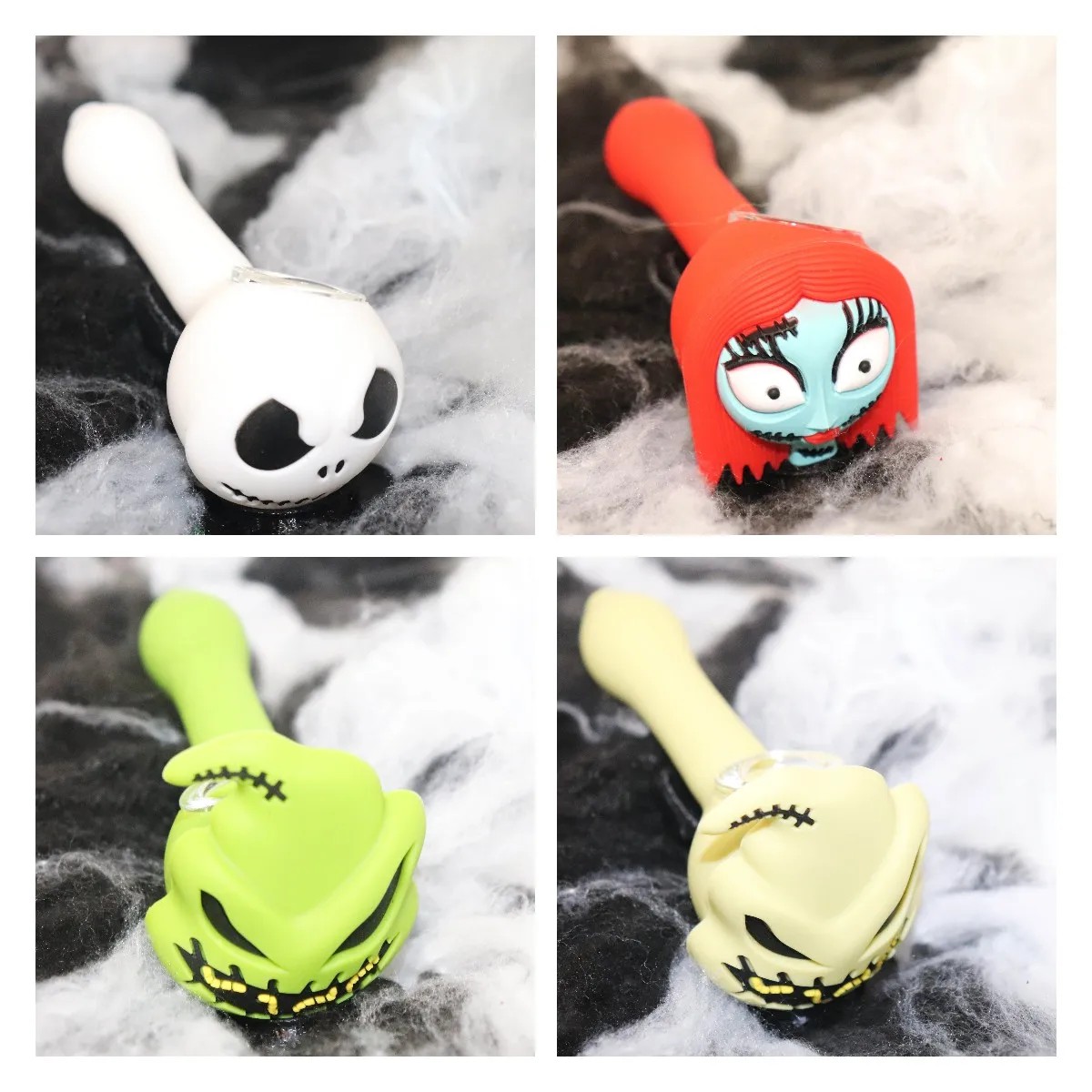 

4 Inch Spooky Jack Skeleton Silicone Pipe Zombie Bride Halloween Gift