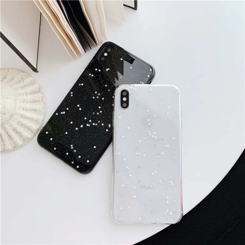 Роскошный Блестящий Мягкий чехол из ТПУ со звездами для телефона iPhone 11 Pro XS Max XR X 8 7