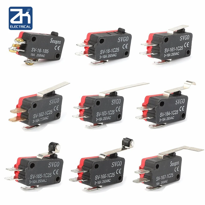 

10Pcs instant long straight lever lever arm 1NO 1NC miniature limit switch red SV-161/162/163/164/165/166/167-1C25 3-16A