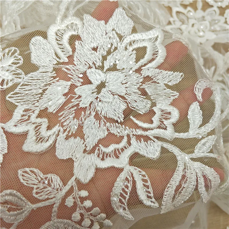 Модная французская кружевная ткань с блестками шириной 130 см кружевное платье