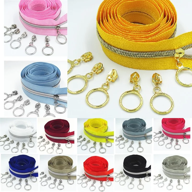 5# Golden Silver Tooth Bulk Nylon Zipper Coil sliders Code Decoration Luggage Garment Purse Bags DIY Home Sewing Accessories | Дом и сад