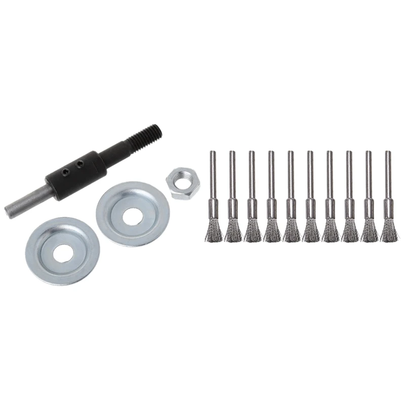 

1 Set 1/4 Inch (6Mm) Pen Wire Brush With 1/8 Inch (3Mm) Shank & 1 Pcs Spindle Adapter Bench Grinder Left Axial