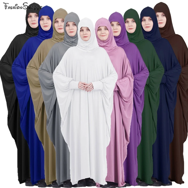 Мусульманское женское абайя для молитв Jilbab с капюшоном Платье макси полным
