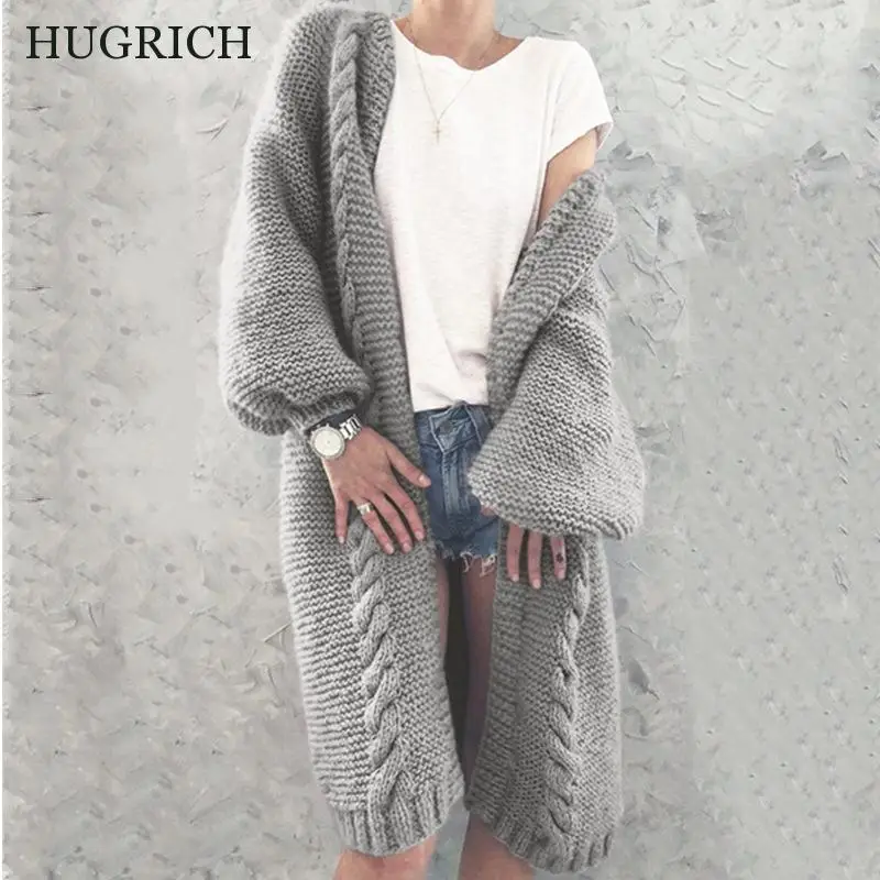 

2020 Women's Solid Color Knitted Cardigan Fall Winter Elegant Long Sleeve Casual Loose Long Section Cardigan Sweater