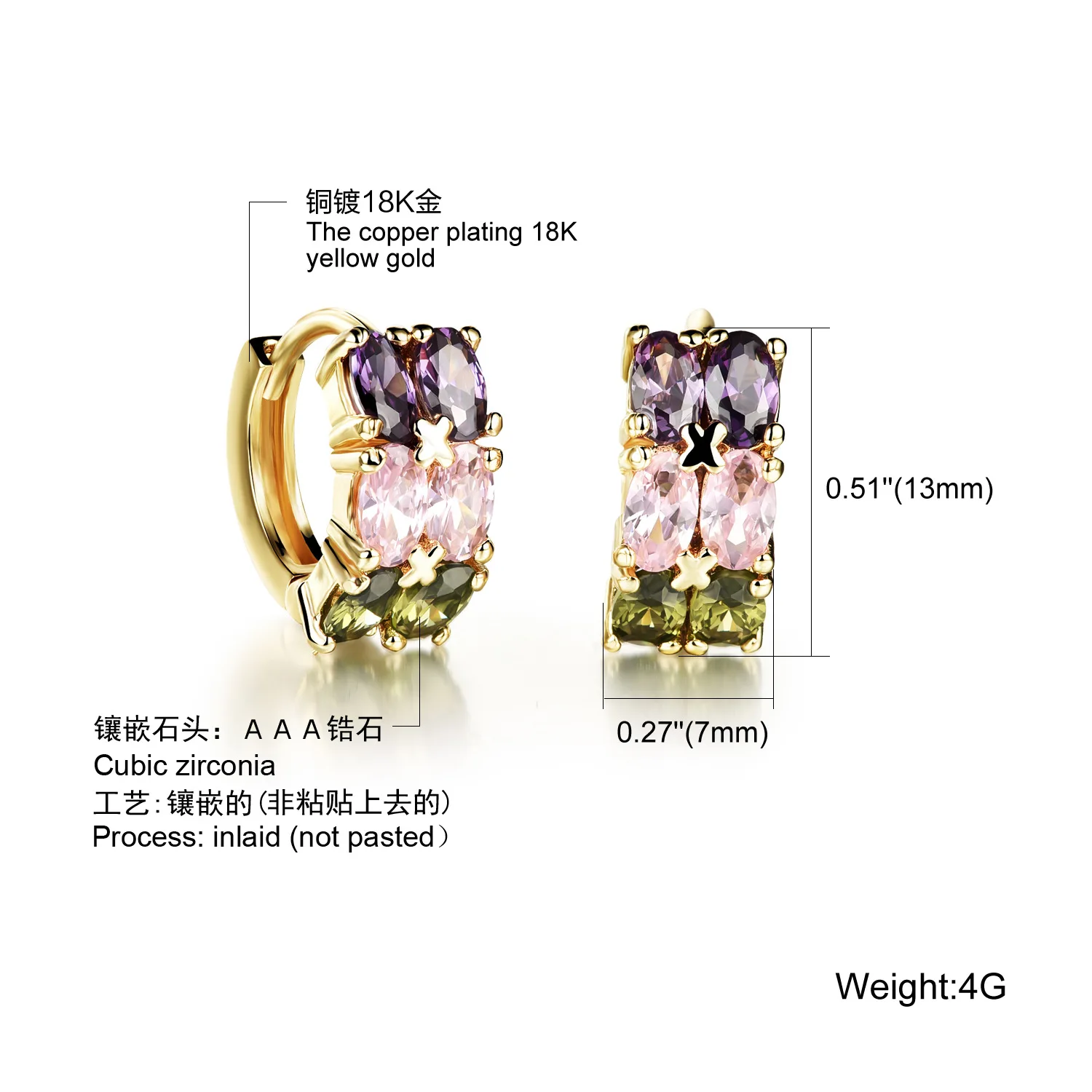 Классические Модные Цветные циркониевые серьги Hemiston для девочек и женщин