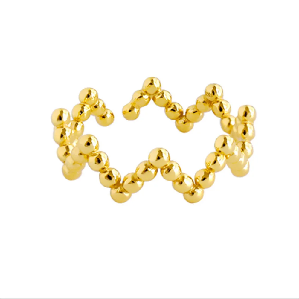 

Korean Version of Fashion Simple INS Line Geometry Ring Smooth Round Beads Open Women's Ring Engagement Jewelry Wholesale