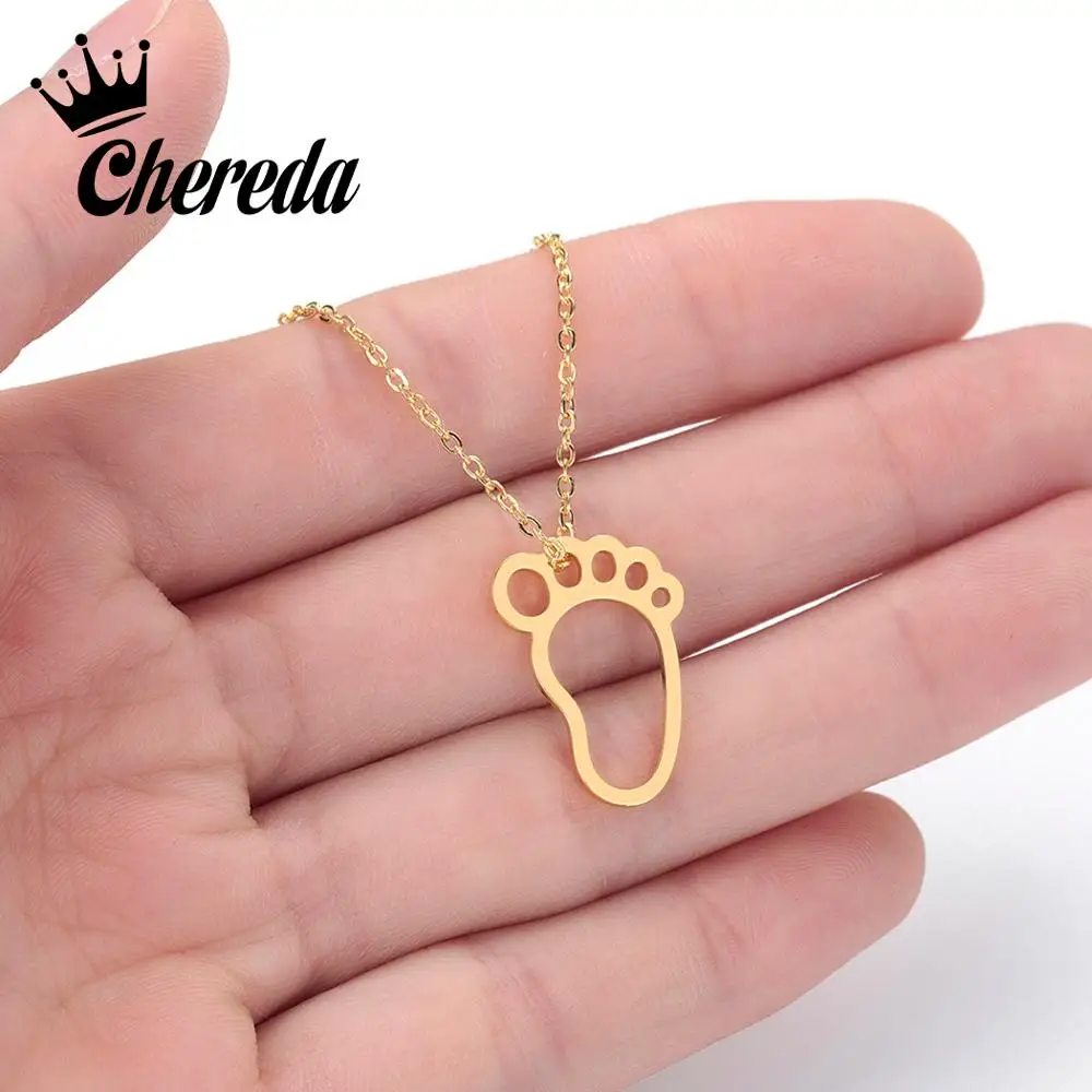Chereda Fashion Ankle Necklaces Pendants for Women Baby Foot Plate Jewelry Chain Choker Necklace Children Gifts Bijoux | Украшения и