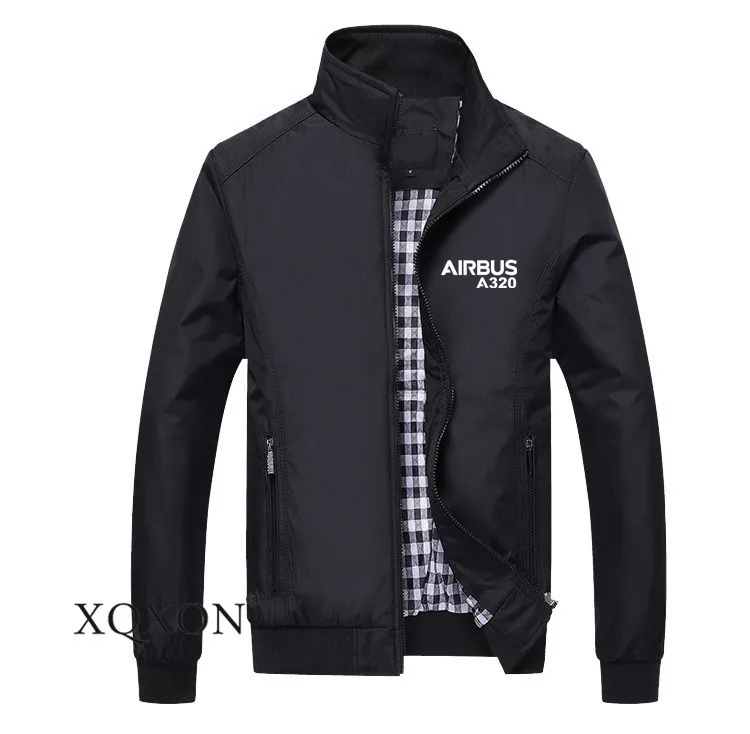 

XQXON- 2021 New Airbus A320 Print Man Coats Jackets Pilot Jacket Men Spring Autumn New Stand Collar Mens Clothing M-5XL J716