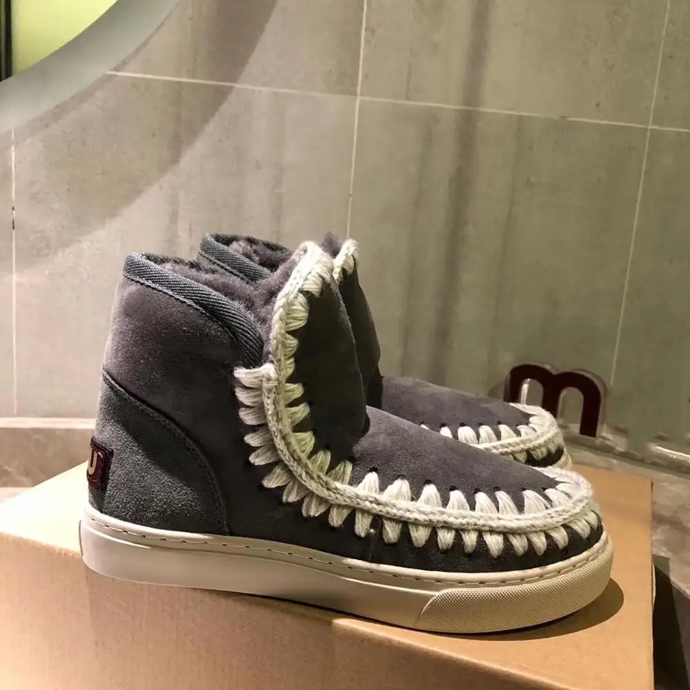 Зимние сапоги женские кожаные короткие ботиночки высокого качества ручной