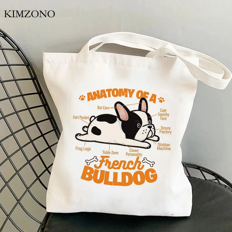 

French Bulldog shopping bag bolso shopping cotton shopper bolsa bag foldable sacola bolsas ecologicas jute sac tissu