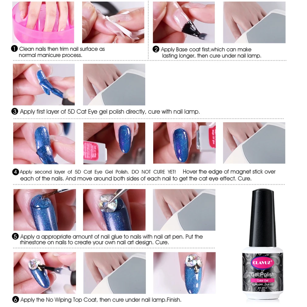 CLAVUZ 8 мл 5D Гель-лак кошачий глаз замочить от УФ светодиодный лак для ногтей