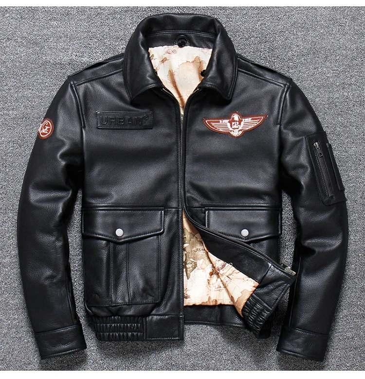 Винтажные мужские куртки G1 Air Force Pilot из натуральной воловьей кожи, куртка размера плюс 5XL с меховым воротником, зимнее пальто для мужчин