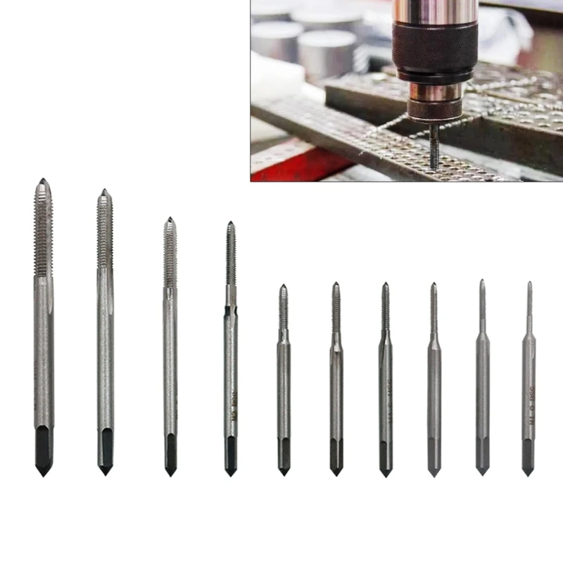 

Metric Taps, 10pcs Screw Thread Hand Tap Set, M1-M3.5, for Wood, Plastic, Aluminum or Many Other Soft Materials 85AC