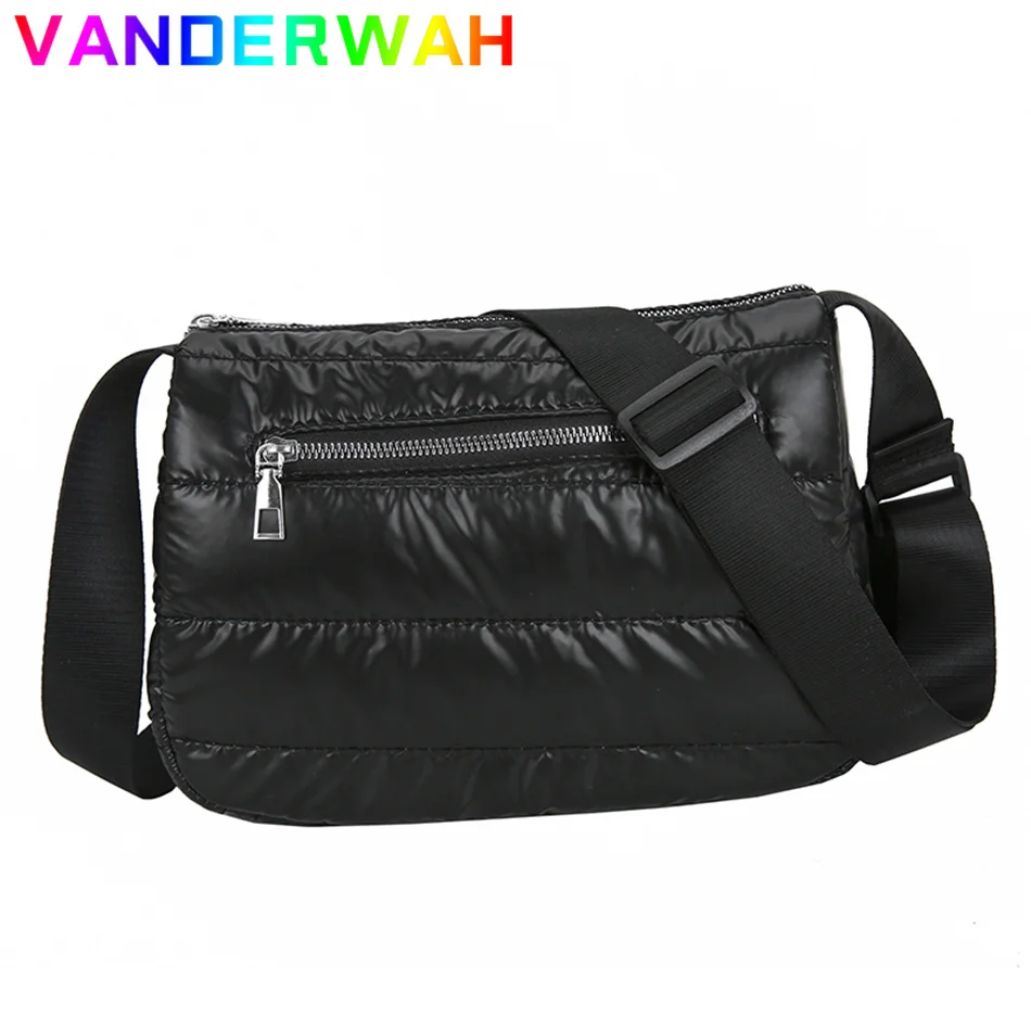 

New Winter Women's Shoulder Messenger Bag High Quality Down Fabric Sac Ladies Small Fashion Crossbody Bag Designer Padded Bag