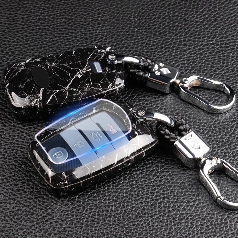Углеродное волокно ABS мраморная текстура автомобильный брелок Оболочка Чехол