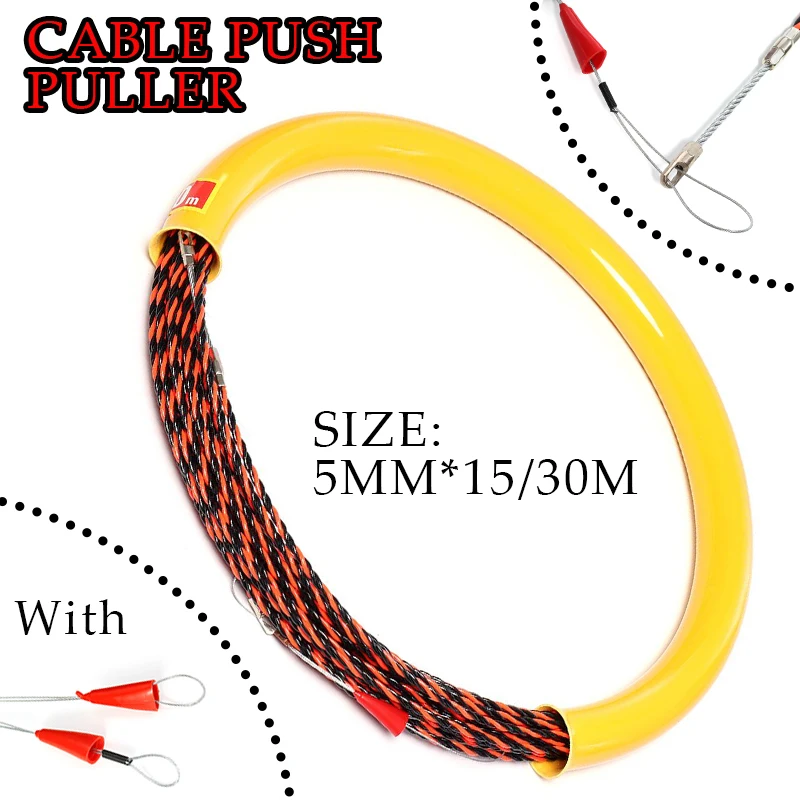 

5MM 15/30M Electrician Threading Device Cable Wire Puller Rodder Conduit Snake Cable Installation Tool Fish Tape