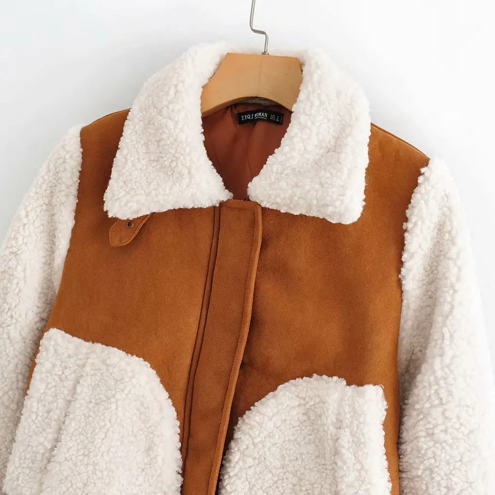 2019 Winter Lambswool Patchwork Women Coats And Jackets Thick Warm Outwear Bomber Ladies Fur cwf0196-5 | Женская одежда