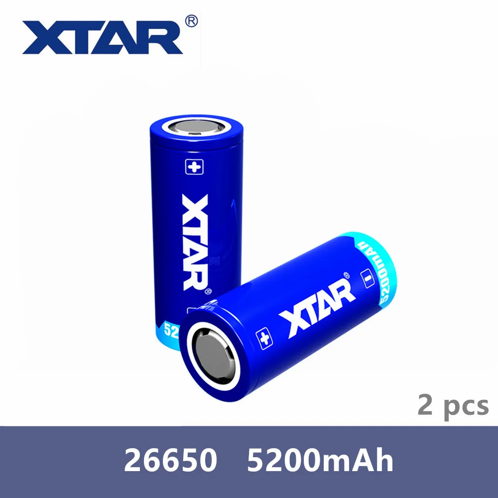 2 шт. Xtar перезаряжаемый 26650 5200 мАч 3,6 в защищенный аккумулятор предназначен для фонарей Портативные источники питания и т. Д