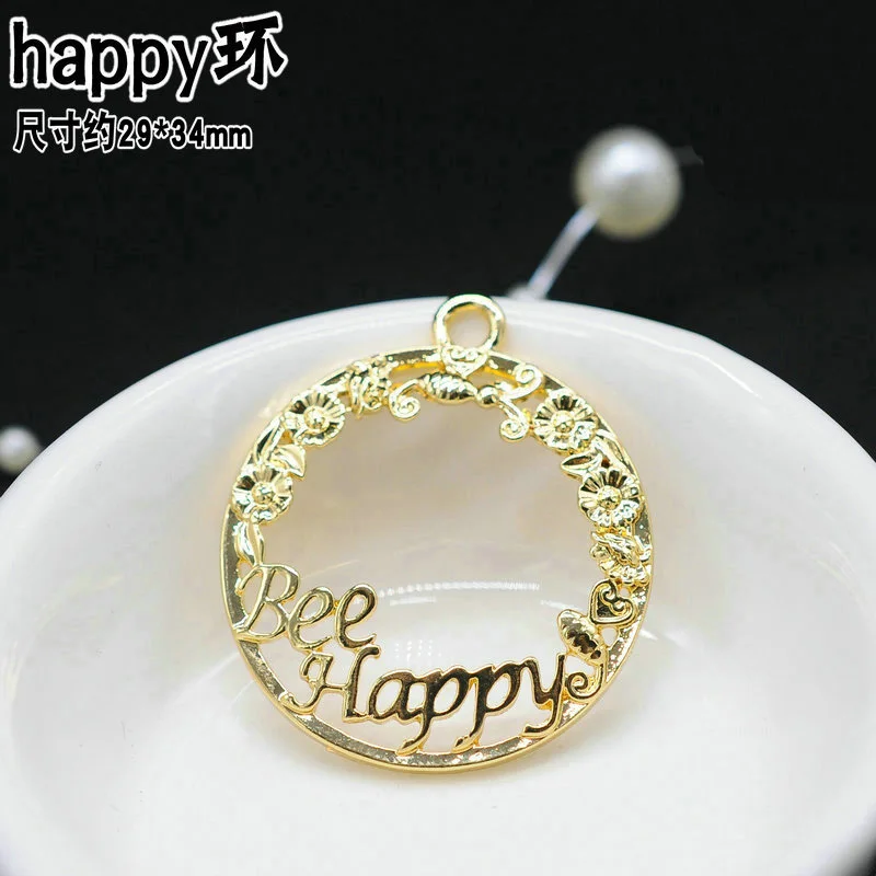 Cherry Happy Letters Coral Cat Shaped Metal Frame UV Epoxy Resin Charm Gold Bezel Jewelry Making Tools | Украшения и аксессуары
