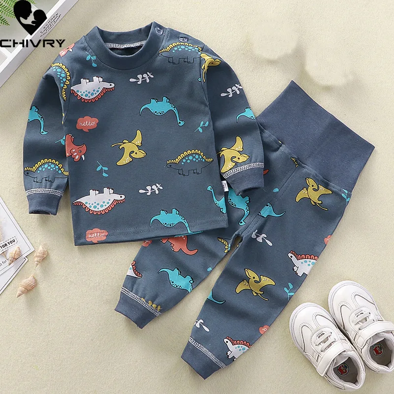 

Newborn Kids Boys Girls Pajama Sets Cartoon High Waist Long Sleeve T-Shirt Tops with Pants Toddler Baby Autumn Sleeping Clothes