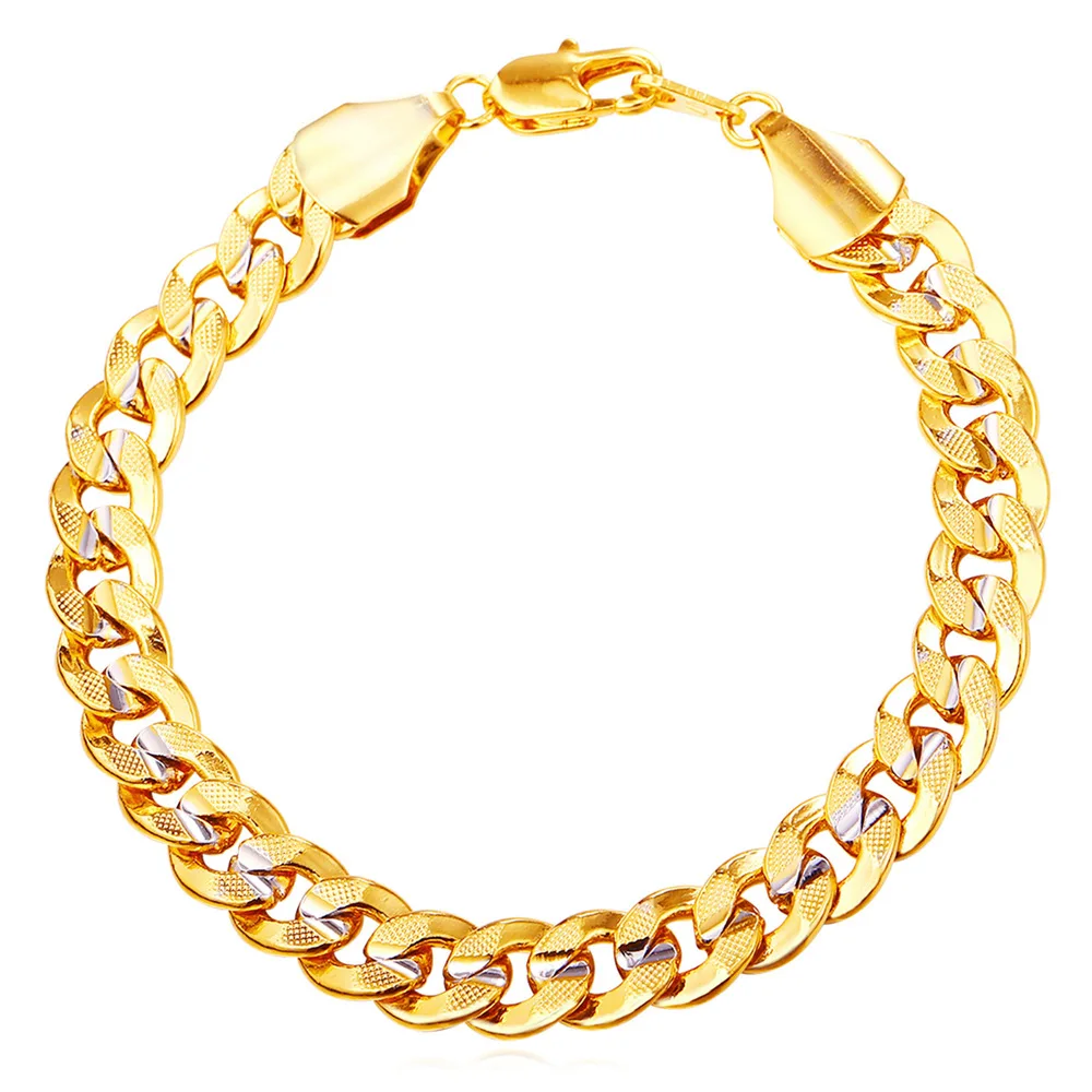 

ChainsPro Men Bracelet Two Tone Gold/Silver Color Bracelets & Bangles Cuban Link Chain Accessories Wholesale Men Jewelry H184