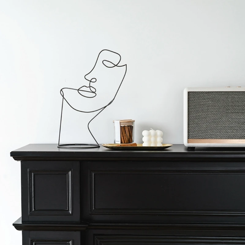 

Nordic Abstract Character Sculpture Art Home Decor Metal Black Lines Figurines Art Gift Crafts Ornaments for Home Office